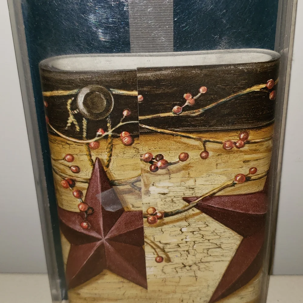 Rustic Star & Berries Decorative Tumbler - Brown, Cream, Red